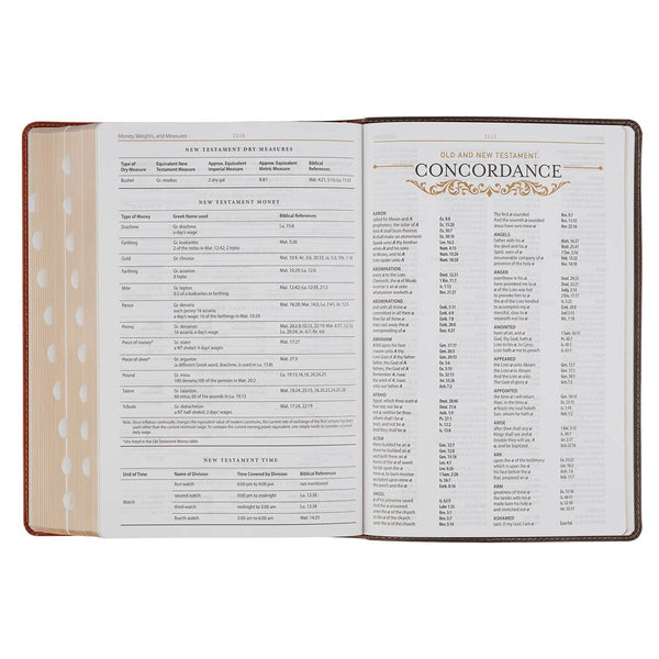Dark Brown and Honey Brown Faux Leather Large Print King James Version Study Bible with Thumb Index