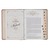 Dark Brown and Honey Brown Faux Leather Large Print King James Version Study Bible with Thumb Index