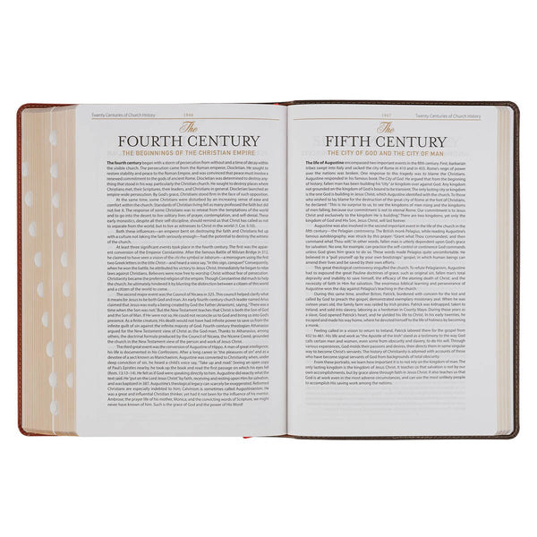 Dark Brown and Honey Brown Faux Leather Large Print King James Version Study Bible with Thumb Index