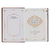 Dark Brown and Honey Brown Faux Leather Large Print King James Version Study Bible with Thumb Index