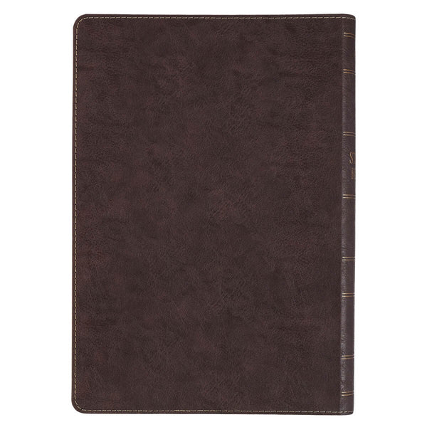 Dark Brown and Honey Brown Faux Leather Large Print King James Version Study Bible with Thumb Index