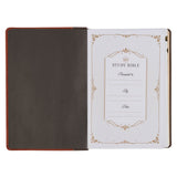 Dark Brown and Honey Brown Faux Leather Large Print King James Version Study Bible with Thumb Index