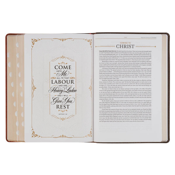 Dark Brown and Honey Brown Faux Leather Large Print King James Version Study Bible with Thumb Index
