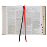 Dark Brown and Honey Brown Faux Leather Large Print King James Version Study Bible with Thumb Index