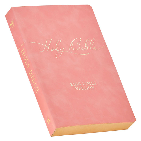Marbled Coral Pink Faux Leather King James Version Gift Bible