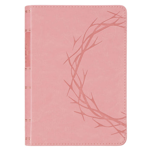Crown of Thorns Pink faux Leather Large Print Compact King James Bible - KI Gifts Christian Supplies