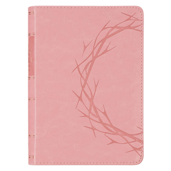 Crown of Thorns Pink faux Leather Large Print Compact King James Bible - KI Gifts Christian Supplies