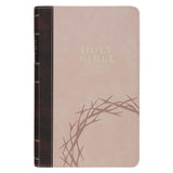 Espresso and Pink Faux Leather Standard-size King James Version Bible with Thumb Index - KI Gifts Christian Supplies