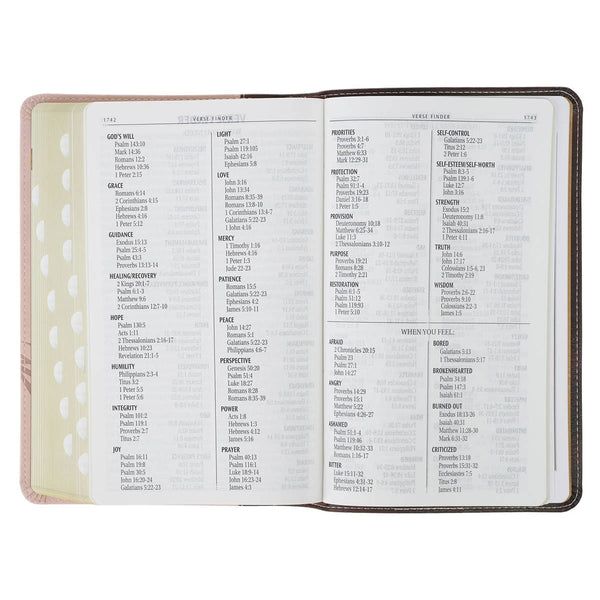 Espresso and Pink Faux Leather Standard-size King James Version Bible with Thumb Index