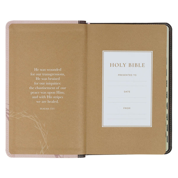 Espresso and Pink Faux Leather Standard-size King James Version Bible with Thumb Index