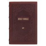 Chestnut Brown Full-grain Leather Giant Print Standard-size King James Version Bible with Thumb Index