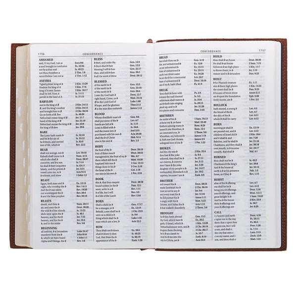 Chestnut Brown Full-grain Leather Giant Print Standard-size King James Version Bible with Thumb Index
