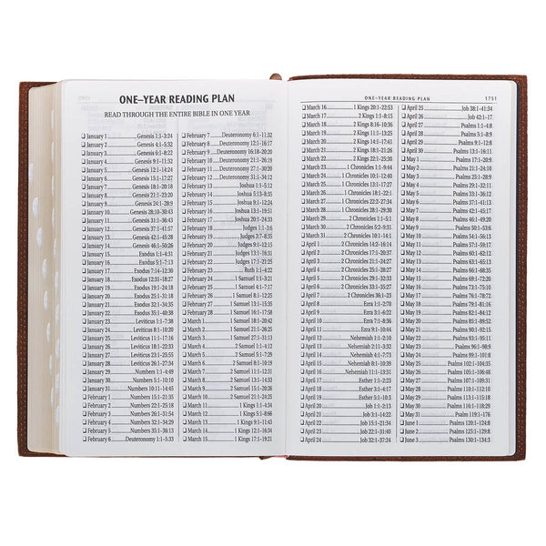 Chestnut Brown Full-grain Leather Giant Print Standard-size King James Version Bible with Thumb Index