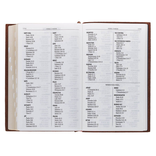 Chestnut Brown Full-grain Leather Giant Print Standard-size King James Version Bible with Thumb Index