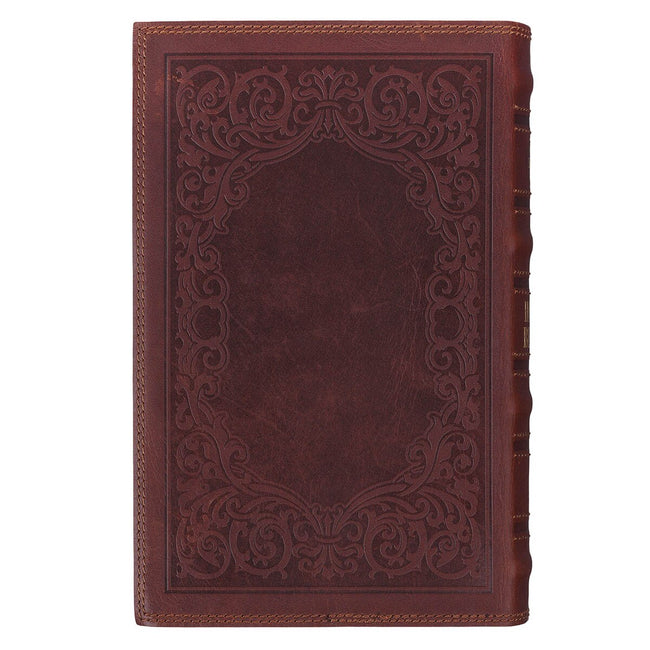 Chestnut Brown Full-grain Leather Giant Print Standard-size King James Version Bible with Thumb Index
