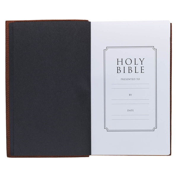 Chestnut Brown Full-grain Leather Giant Print Standard-size King James Version Bible with Thumb Index