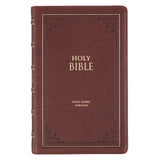 Triple Pane Frame Saddle Tan Full-grain Leather King James Version Deluxe Gift Bible with Thumb Index