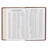 Triple Pane Frame Saddle Tan Full-grain Leather King James Version Deluxe Gift Bible with Thumb Index