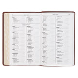 Triple Pane Frame Saddle Tan Full-grain Leather King James Version Deluxe Gift Bible with Thumb Index
