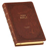 Triple Pane Frame Saddle Tan Full-grain Leather King James Version Deluxe Gift Bible with Thumb Index - KI Gifts Christian Supplies