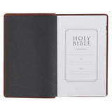 Triple Pane Frame Saddle Tan Full-grain Leather King James Version Deluxe Gift Bible with Thumb Index