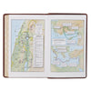 Triple Pane Frame Saddle Tan Full-grain Leather King James Version Deluxe Gift Bible with Thumb Index