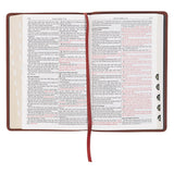 Triple Pane Frame Saddle Tan Full-grain Leather King James Version Deluxe Gift Bible with Thumb Index