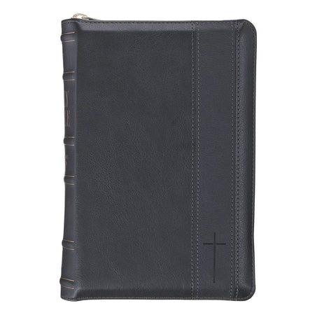 Camel Tan Genuine Leather Personal-Size Giant Print Compact King James Version Bible