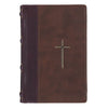 Spice-brown and Burgundy Faux Leather Personal-Size Giant Print Compact King James Version Bible