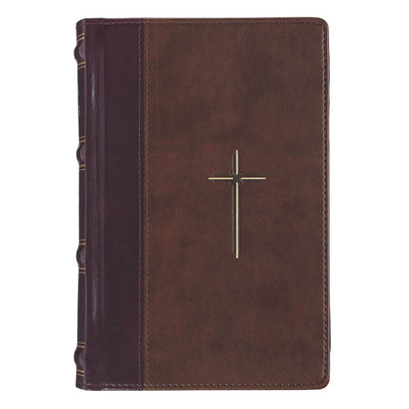 Camel Tan Genuine Leather Personal-Size Giant Print Compact King James Version Bible