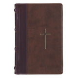 Spice-brown and Burgundy Faux Leather Personal-Size Giant Print Compact King James Version Bible