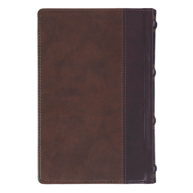 Spice-brown and Burgundy Faux Leather Personal-Size Giant Print Compact King James Version Bible