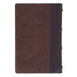 Spice-brown and Burgundy Faux Leather Personal-Size Giant Print Compact King James Version Bible