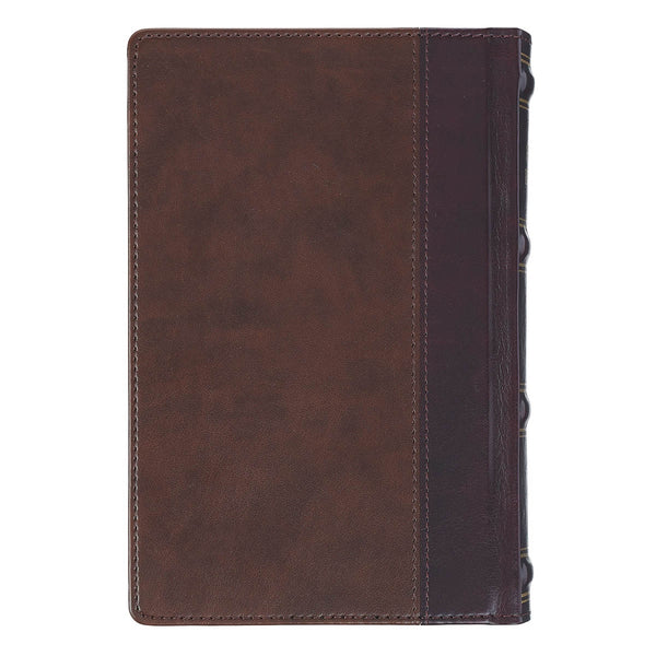 Spice-brown and Burgundy Faux Leather Personal-Size Giant Print Compact King James Version Bible