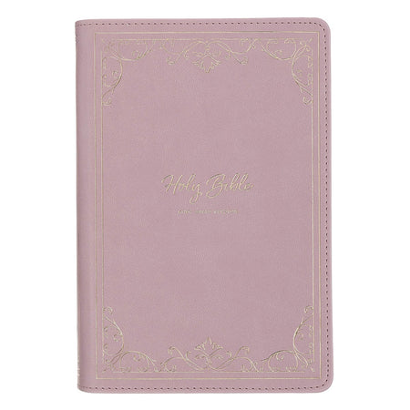 Camel Tan Genuine Leather Personal-Size Giant Print Compact King James Version Bible