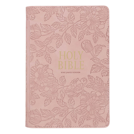 Camel Tan Genuine Leather Personal-Size Giant Print Compact King James Version Bible
