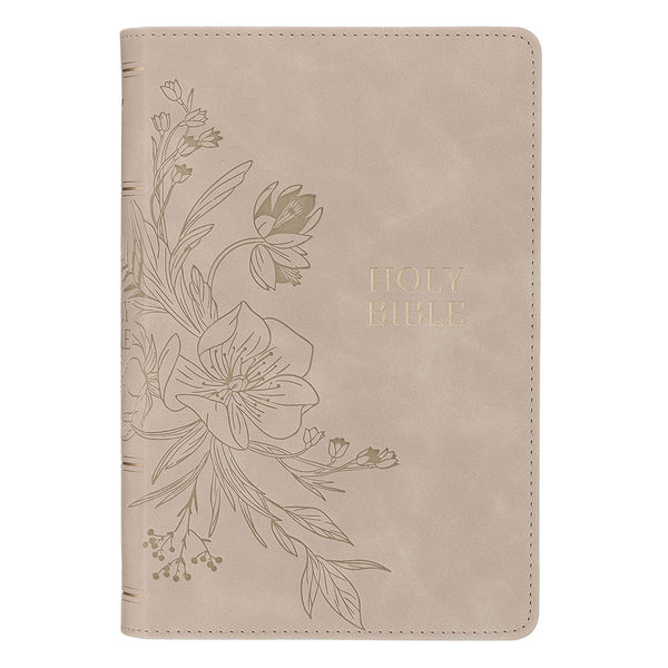 Taupe Faux Leather Personal-Size Giant Print Compact King James Version Bible
