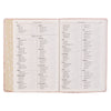 Whisper Pink Floral Faux Leather Large Print Thinline King James with Thumb Index
