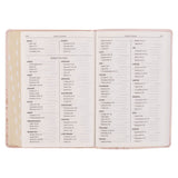 Whisper Pink Floral Faux Leather Large Print Thinline King James with Thumb Index