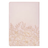 Whisper Pink Floral Faux Leather Large Print Thinline King James with Thumb Index