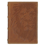 Lion Camel Tan Genuine Leather Compact King James Version Bible