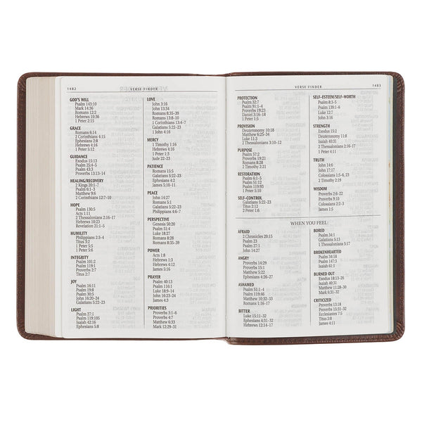 Mahogany Brown Genuine Leather Large Print Compact Bible