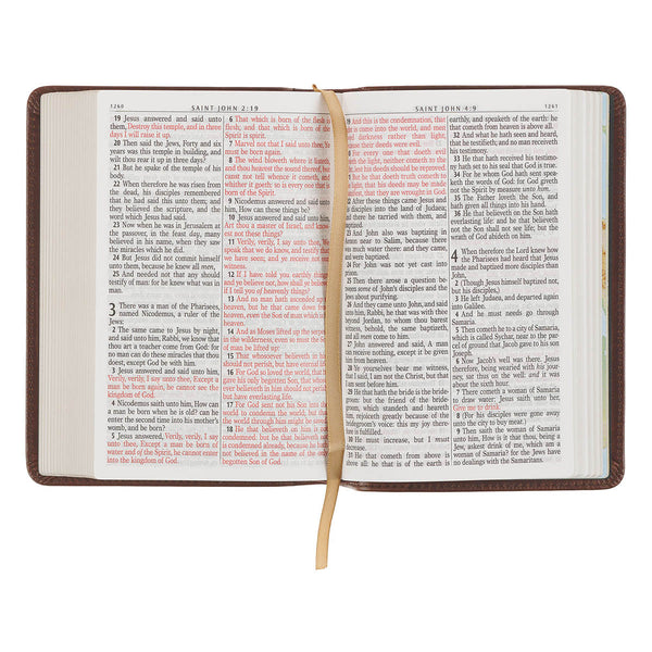 Mahogany Brown Genuine Leather Large Print Compact Bible