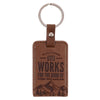 God Works for the Good Brown Faux Leather Keychain - Romans 8:28 - KI Gifts Christian Supplies