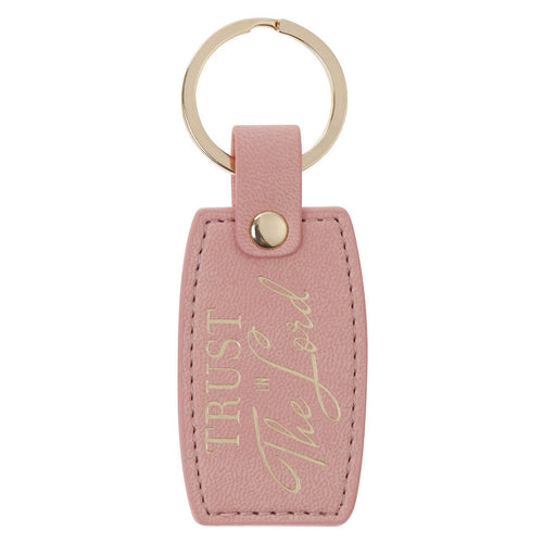 Trust in the Lord Pink Faux Leather Keychain - Proverbs 3:5 - KI Gifts Christian Supplies