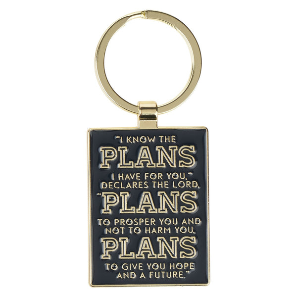 The Plans Modern Blue Grid Keychain in a Gift Tin - Jeremiah 29:11 - KI Gifts Christian Supplies