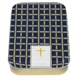 The Plans Modern Blue Grid Keychain in a Gift Tin - Jeremiah 29:11