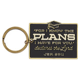 I Know the Plans Black and Gold Metal Keychain in Gift Tin - Jeremiah 29:11 - KI Gifts Christian Supplies