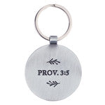 Trust Honey-brown and Navy Epoxy-coated Metal Keychain - Proverbs 3:5