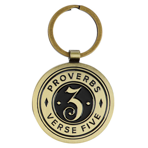 Proverbs 3:5 Brass Metal Keychain - KI Gifts Christian Supplies